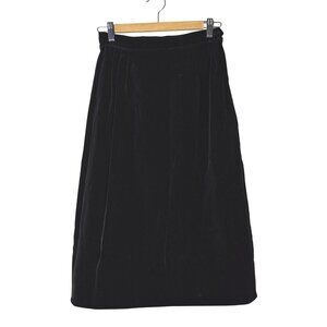 Vintage Rosecrest Black Velvet Side Zip Midi Skirt Size 14 Gothic Timeless